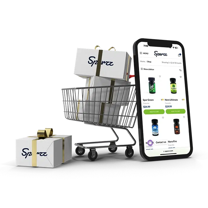 Sparzz online shopping cart with mobile store and branded packages